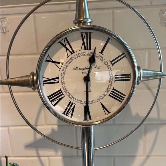 Mclaughlin & Scott Silver Metal Wall Clock with Roman Numerals - Picture 2 of 8